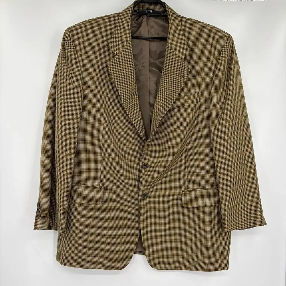 Vtg Barneys New York Wool Glen Plaid Men Blazer Sz 50 Old Money Preppy Heritage